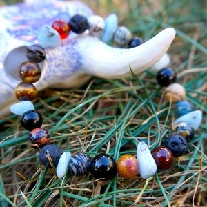 Semi Precious Sky & Earth Stretchy Bracelet